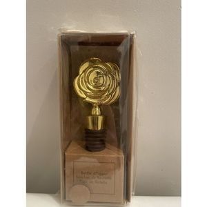 Gold Rose Wine Bottle Stopper Wedding Gift Favors Bridesmaids Gifts NIB